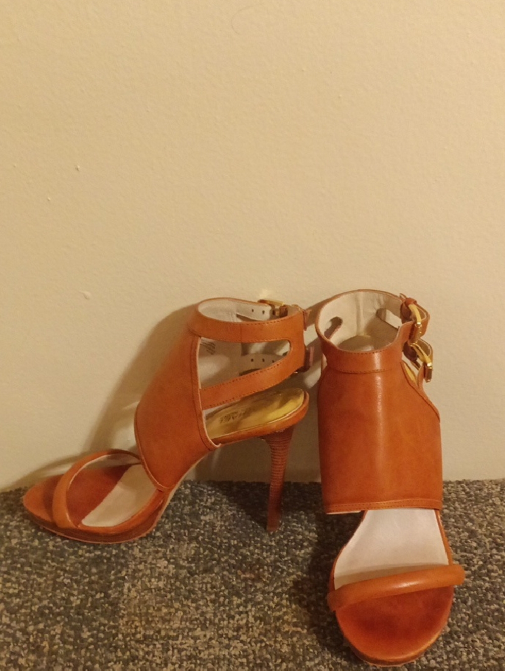 Michael Kors Women's Chestnut Tan Open-Toe High Heel  Stilleto Sandals Size 8